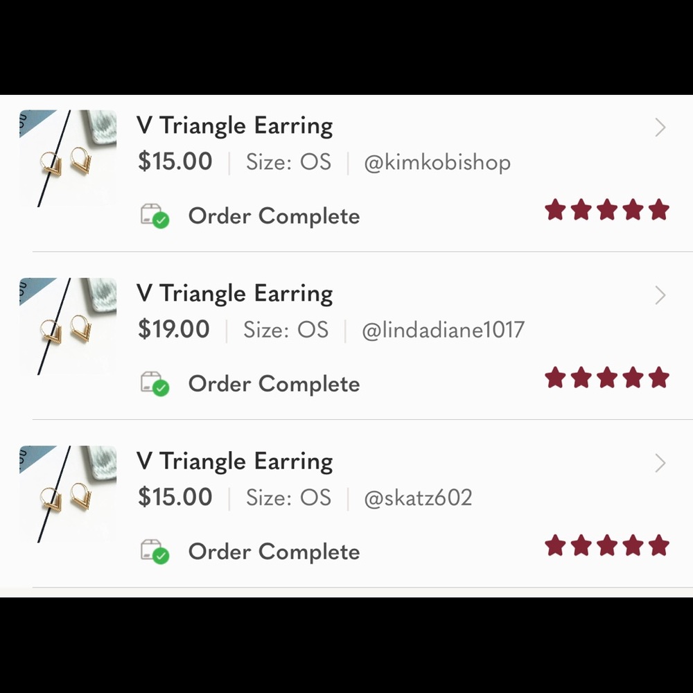 Set of 2 gold and Silver  Triangle Earring - Picture 3 of 6